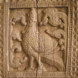 Carved wood panel from Embekke, 14th century